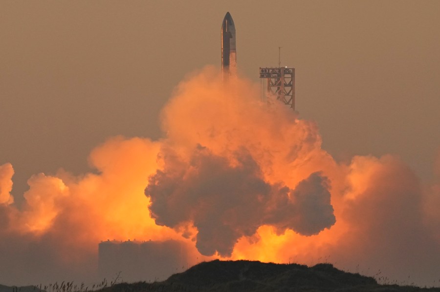 SpaceX's Starship mega rocket takes off for a test flight from Starbase in Boca Chica, Texas, Saturday, Nov. 18, 2023. (AP Photo/Eric Gay)