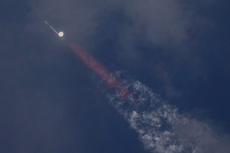 SpaceX's Starship mega rocket takes off for its third test flight from Starbase in Boca Chica, Texas, Thursday, March 14, 2024. (AP Photo/Eric Gay)