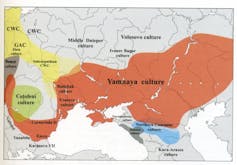 Map showing the extent of the Yamnaya culture